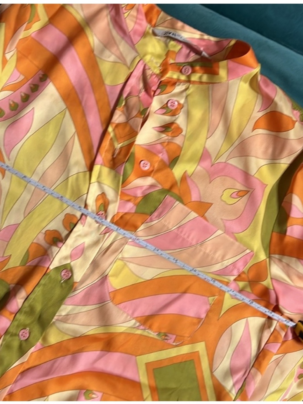 Zara Vibrant Abstract 70's Pink Orange Yellow Green Printed Set - Picture 11 of 13